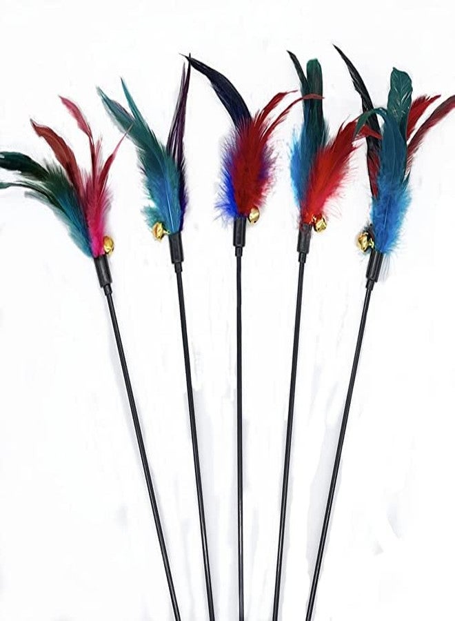 Pet Believe Modern Wand Stick Toy for Cats, Feather Toys with Bell Kitten Toy Replaceable Wond Cat Teaser Playing Stick Wand Toy - Pack of 2 - Image 5